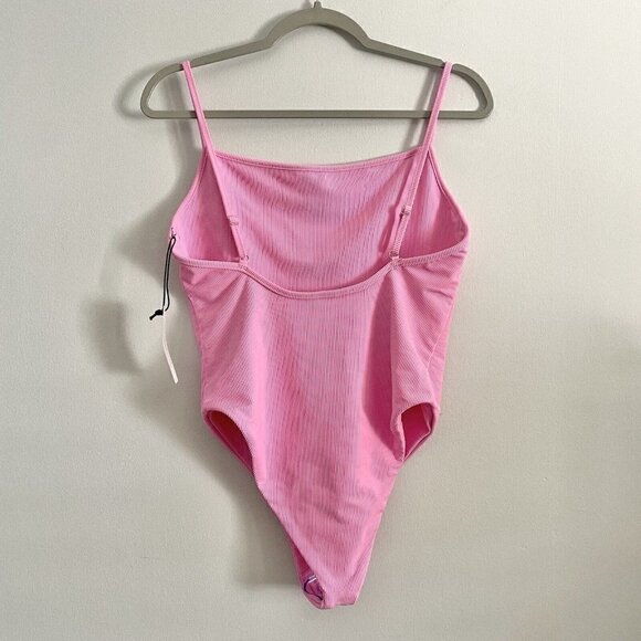 NEW Skin By Same Pink Ribbed Square Neck One Piece Swimsuit Women’s Size XXL - Picture 5 of 7